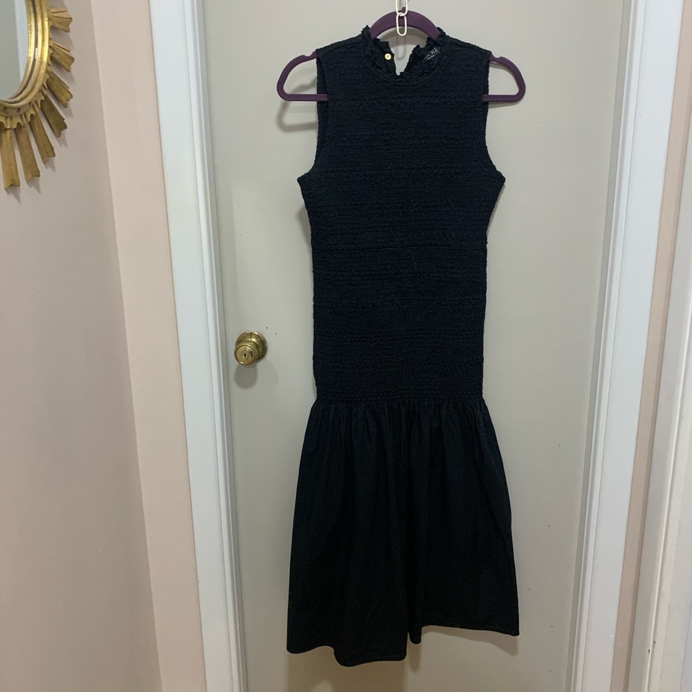J Crew Smocked Drop-Waist Dress in cotton poplin - Picture 2 of 5